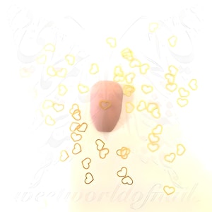 Gold Silver Heart Nail Charms: 3D Metal Nail Art Decorations