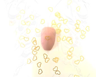 Gold Silver Heart Nail Charms: 3D Metal Nail Art Decorations
