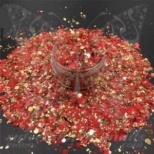 Décoration nail art pailletée hexagonale orange foncé