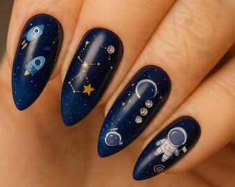 ギャラクシーネイルアートステッカー：宇宙ロケット＆宇宙飛行士