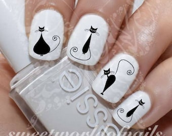 Black Cats Nail Art Nail Water Decals Transfers Wraps