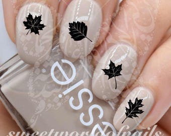 Autumn Nail Art Black Leaves Nail Water Decals