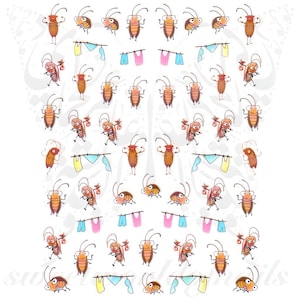 Cartoon Cockroach Nail Art Stickers