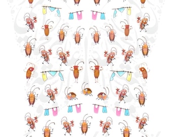 Cartoon Cockroach Nail Art Stickers