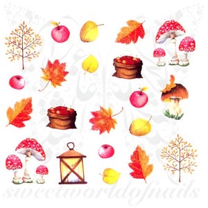 Autumn Nail Art Leaves Tree Nail Water decals