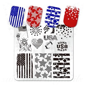 4th of July USA Nail Art Stamping Plate