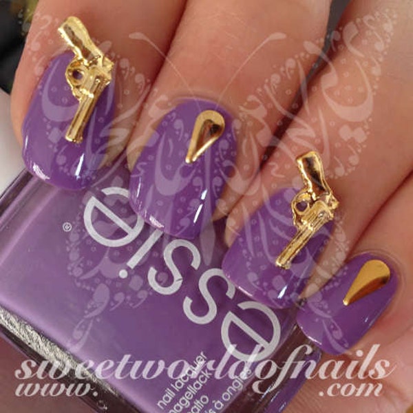 3D Gold Pistol Gun Nail Charms Nail Decoration