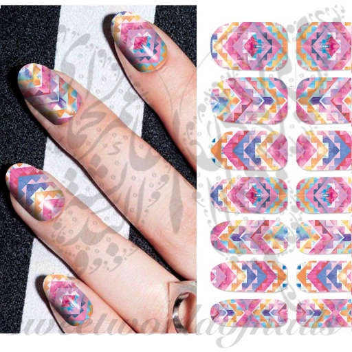 Colorful Nail Art Water Full Wraps Transfers - Etsy