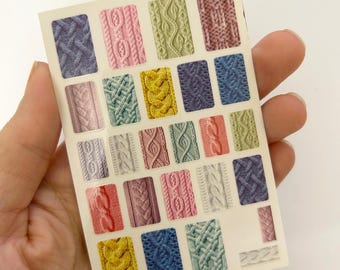 Pegatinas para uñas con patrón de suéter de lana