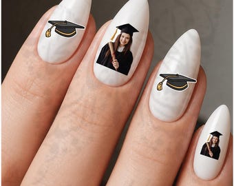 Custom Graduation Nail Art: Graduate Image+ Diploma Water Decals