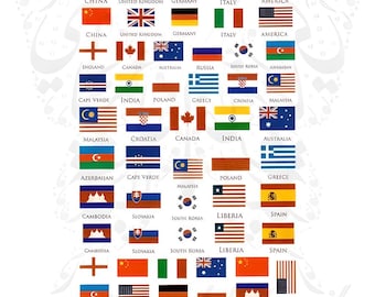 Pegatinas para uñas con banderas de países