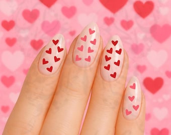 Mini Red and pink Hearts Nail Art water decals, valentines day Nails