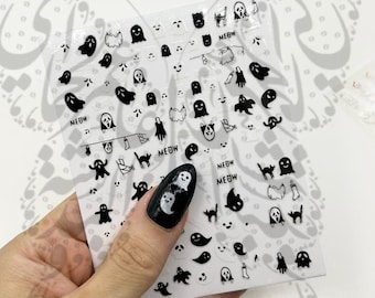 Halloween Nails White Ghost Nail Stickers