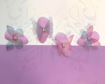 Decorazione per nail art a forma di farfalla 3D con strass