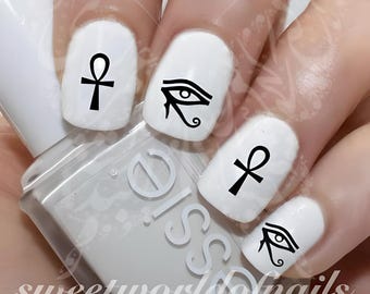 Ägyptische Nailart Decals: Auge des Ra, Horus, Kreuz