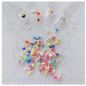 10 Mini Lollipop Candy Cabochons/ Candy Resin/ Lollipop Nail
