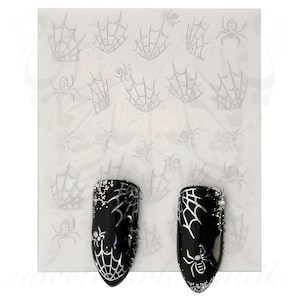Halloween Nail Art Silver Spiders Web Water Decals