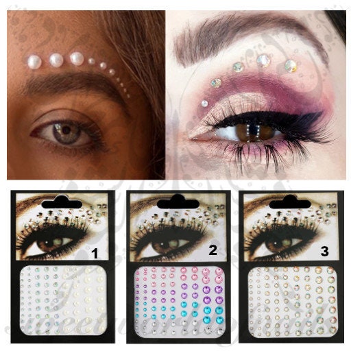 Gesicht Acryl Diamant Sticker Makeup Glitzer Strass Selbstklebend Deko Z ✨