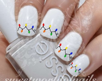 Christmas Lights Nail Art Water Decals