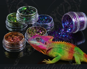 Chameleon-glittervlokken: kleurverschuivende nailart-pailletten voor nagels en knutselen