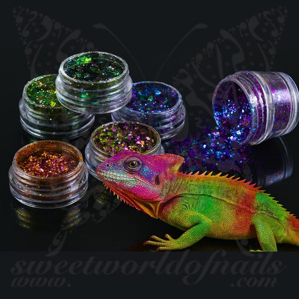 Chameleon Glitter Flakes – Color-Shifting Nail Art Sequins for Nails and Crafts