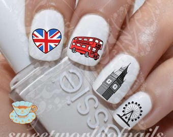 Decalcomanie per nail art britannica con bandiera di Londra e Inghilterra