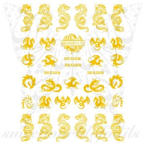 Gold Dragon Nail Art Nail Stickers