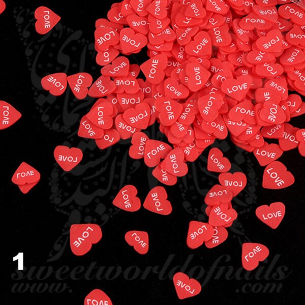 Valentine Heart Slices canne en argile polymère Fimo tranches Nail Art