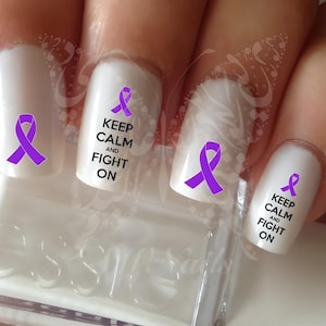 Crohn&#39;s Awareness Keep Calm and fight on Purple Ribbon decals