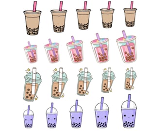 Calcomanías de agua para uñas Boba Nail Art Bubble Tea