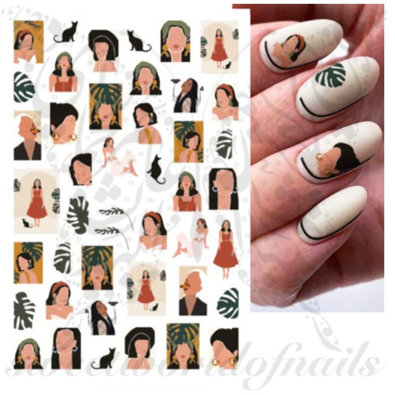 African Woman Nail Art Stickers image 1
