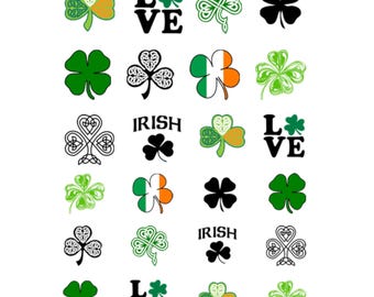 Saint Patrick's Day Nail Art Shamrock clover Water decal