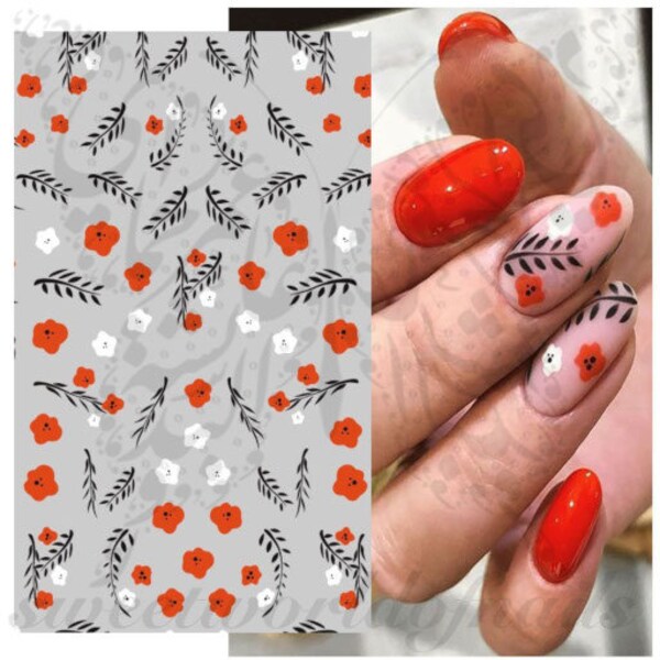 Fleur de coquelicot Nail art Flower Spring Nail Stickers