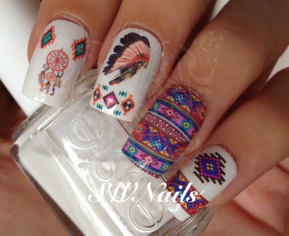 Tribal Nails | DIY Long Nail Art Design Tutorial - YouTube