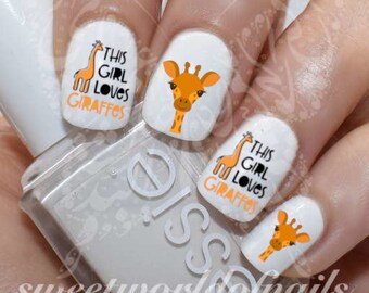 Giraffe Nail Art This Girl Loves Giraffes Nail Water Decals