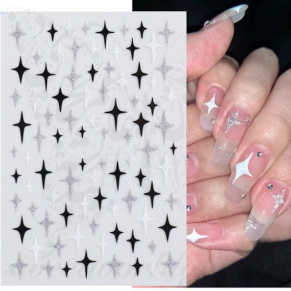 12 Sheets Aurora Holographic Star Nail Art Stickers Decals Self-Adhesive |  eBay