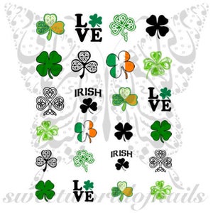 Saint Patrick's Day Nail Art Shamrock clover Water decal Collection