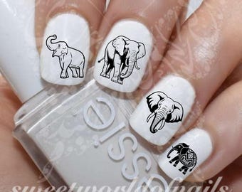 Elephant Nail Art Animal Nail Water Decals