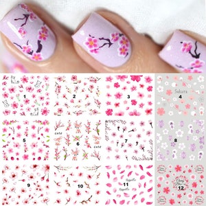 Cherry Blossoms Nail Art Japanese Tree Sakura  Nail Water Decals