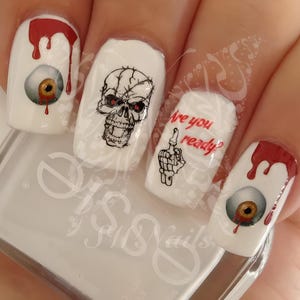 Halloween Nail Art Scary Skulls Eyeball Blood Water Decals