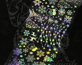 Holografische transparante kerstnagelfoliepapier Nail Art
