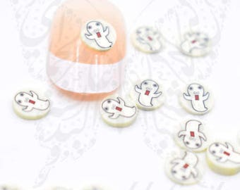 Tiny Halloween Ghost polymer clay cane Fimo slices Nail Art