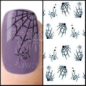 Halloween Nail Art Spider Web Black Spider Water Decals Transfers Wraps