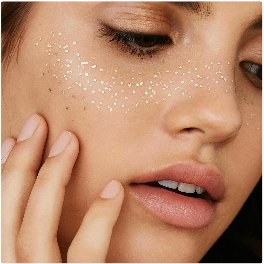 20 Stück Glitzer Sommersprossen Gesichtstattoo – Gold/silber, Wasserfest, Für Party & Festival