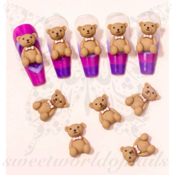 Reddy Brown Bear 3D Nail Art decoración charms / 2pcs