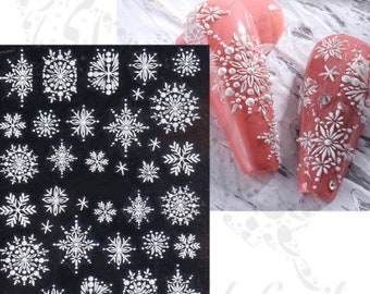 5D White Snowflakes Christmas Nail art Stickers