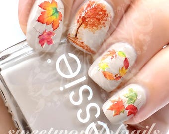 Autumn Fall Nail Art Trees and Leaves Nail Water Decals