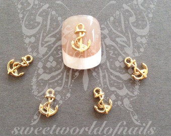 3D Summer Nail Art Gold or silver Anchor Charms Resins Studs