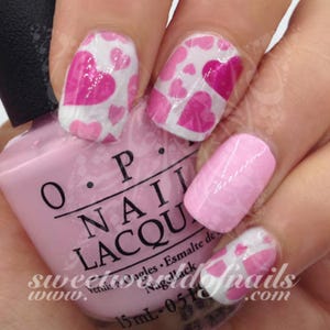Valentine&#39;s Day Nail Art Pink hearts Water Full Wraps