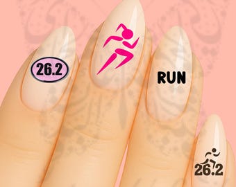 Marathon Runner Nagel Abziehbilder, 26.2 Runs Nail Art, Laufsport Aufkleber